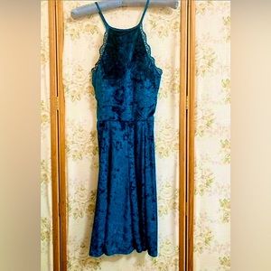 90s/Y2K Halter Velvet Skater Dress